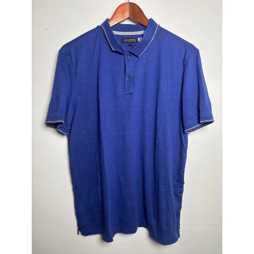 Banana Republic Luxury Touch Performance Polo Men's L Royal Blue Cotton